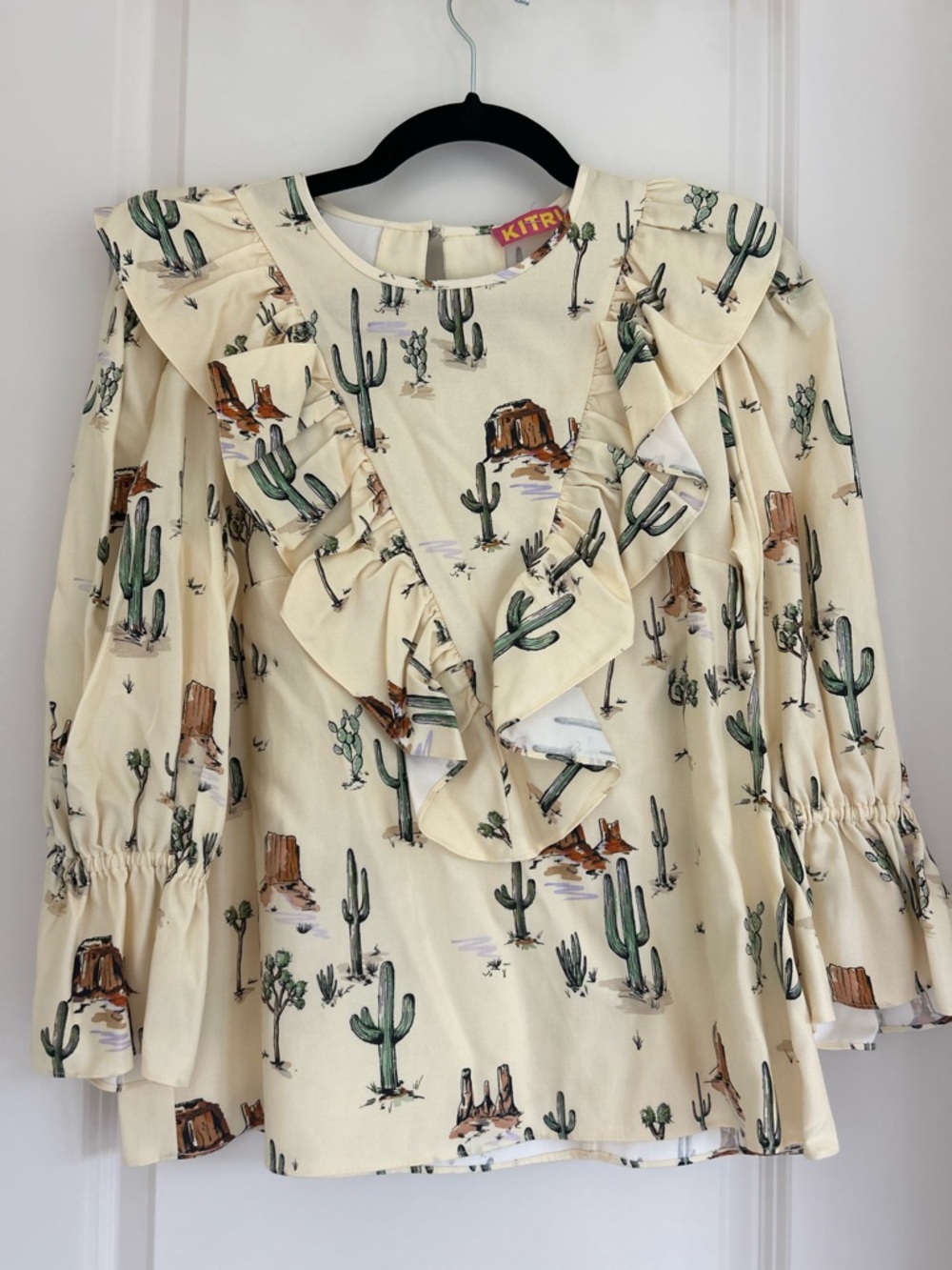 KITRI Desert Cactus Ruffle Blouse